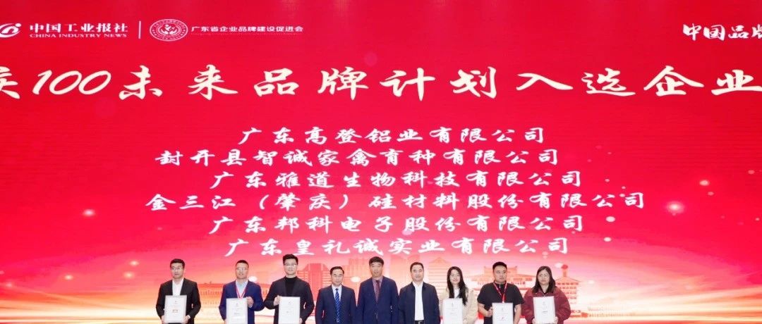 立民族志氣?創世界名牌?|?高登鋁業入選肇慶?100?未來品牌計劃榜單，位列第?20?位