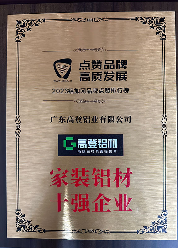 2023家裝鋁材十強品牌